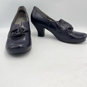 HOTTER UK6 US 8 DONNA Eggplant Court Shoes Kitten Heels England Retro